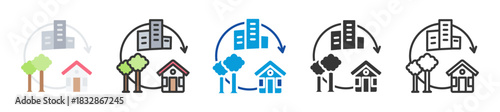 urbanization icon set multi style various collection