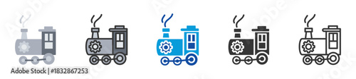 steam engine icon set multi style various collection