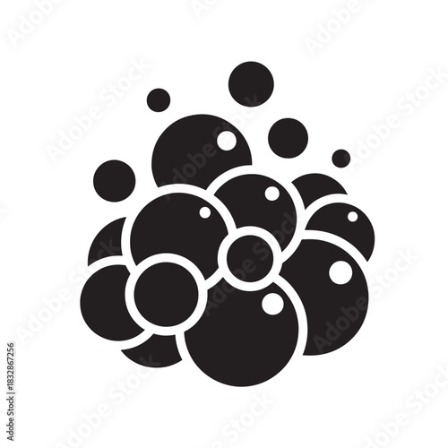 Black and white foam vector illustration simple soap bubble graphic element isolated on white background