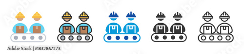 assembly line icon set multi style various collection