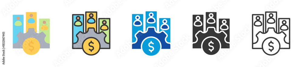 Fototapeta premium economic competition icon set multi style various collection