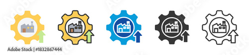 industrial development icon set multi style various collection