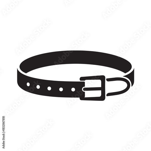 Black dog collar vector icon simple flat glyph design isolated on white background