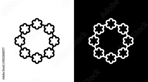 Flower Garland  White Icon Set Design