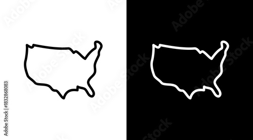 Usa Map  White Icon Set Design