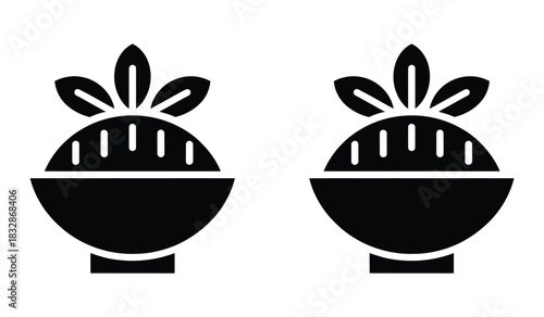 Two stylized representations of a potted plant are shown side by side.