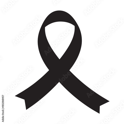 Black awareness ribbon a simple vector illustration for mourning isolated on white background