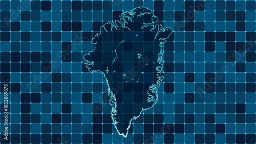 Digital grid map animation of Greenland, Technology, Communication, Transportation