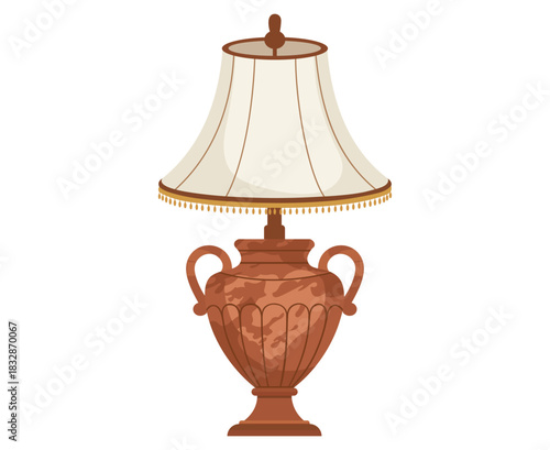 An illustrated image of a classic table lamp with a decorative base