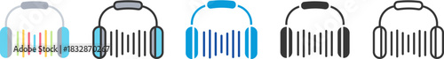 listening icon set multi style various collection