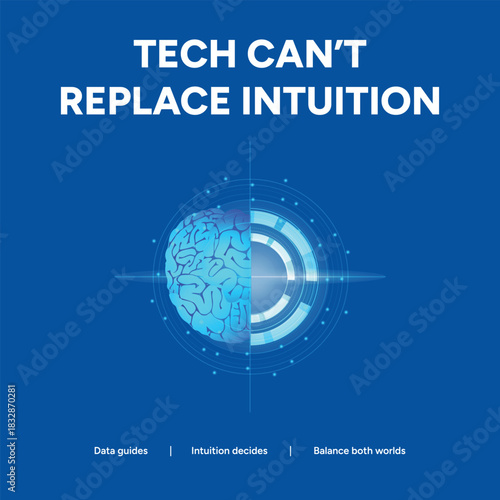 Tech cannot replace intuition concept with brain and digital interface