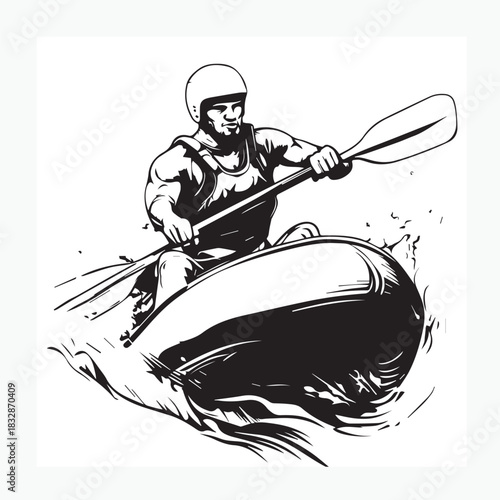 vector illustration of a rafting athlete