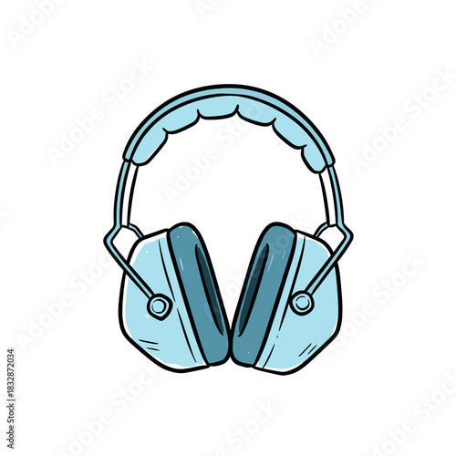 Blue headphones in a minimalist design on a white background  