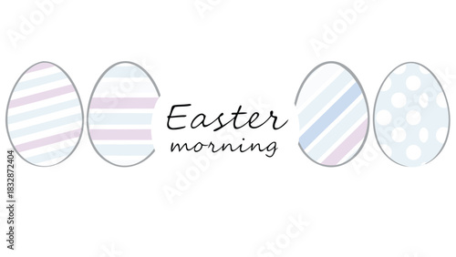 A whimsical easter morning with pastel striped and polka dot eggs in a row perfect for holiday greetings and decorations