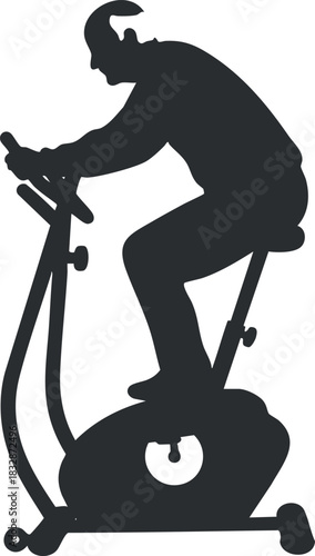 Silhouette vector illustration of a person exercising on an elliptical machine for fitness and health concepts