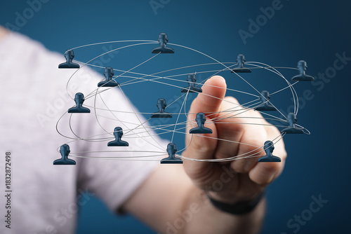 Hand touching digital netwo...