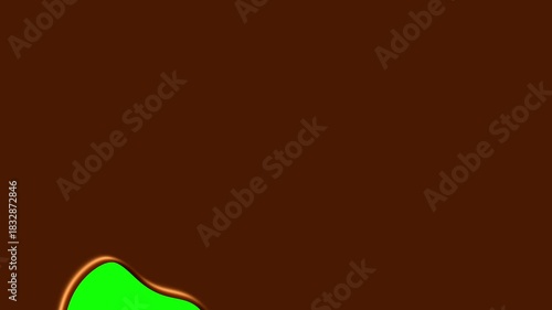 溶けて画面を覆うチョコレートのアニメーション。緑色の背景。