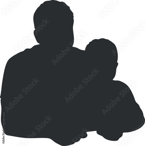 Silhouette vector illustration of a parent holding a child, symbolizing love and togetherness for family and parenting concepts