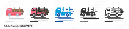 logging truck icon set multi style various collection