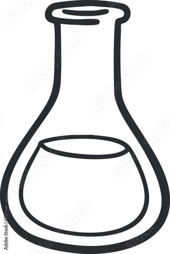 Outline vector illustration of a laboratory flask, ideal for science and education projects, featuring a minimalist design