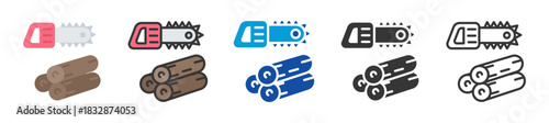 lumber mill icon set multi style various collection
