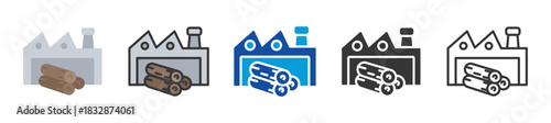 lumber industry icon set multi style various collection