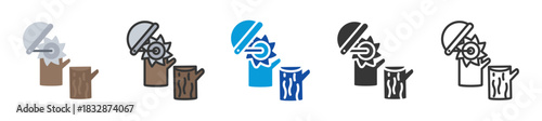 woodcutter icon set multi style various collection