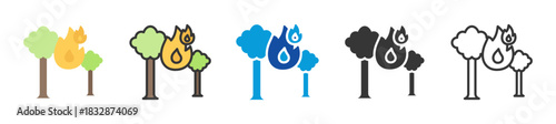forest fire icon set multi style various collection