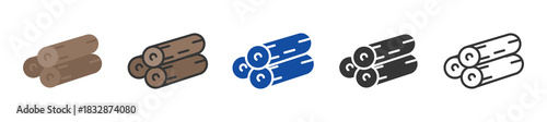 wood pile icon set multi style various collection