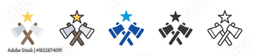 lumberjack competition icon set multi style various collection