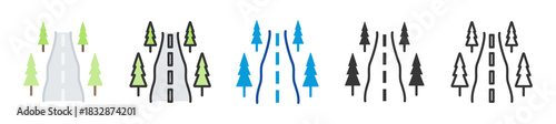 forest trail icon set multi style various collection