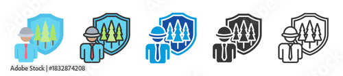 forest ranger icon set multi style various collection