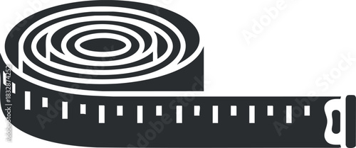 Flat design vector illustration of a rolled measuring tape icon for construction and design projects