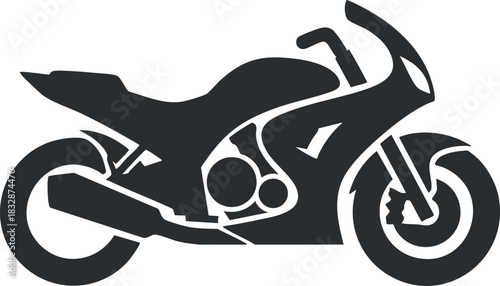 Stylized black silhouette vector illustration of a modern motorcycle design suitable for automotive branding and graphics