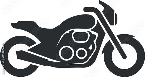 Stylish black silhouette vector illustration of a motorcycle, perfect for automotive design projects and branding applications
