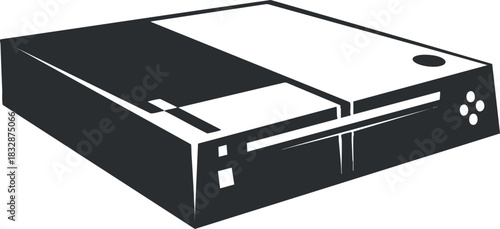 Stylized flat design vector illustration of a gaming console for technology and entertainment projects