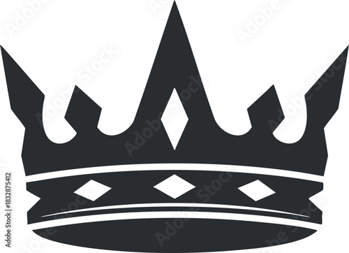 Minimalist black and white vector illustration of a royal crown symbol for branding and design projects