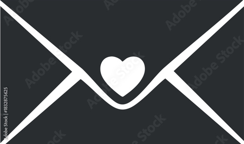 Minimalist black and white vector illustration of an envelope symbol representing communication and messaging concepts