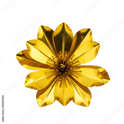 Elegant golden metallic flower with reflective petals