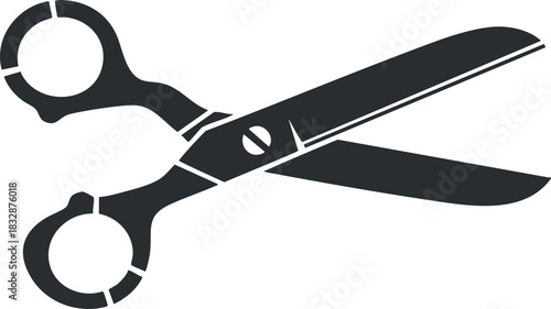 Minimalist black vector illustration of scissors, ideal for design projects related to crafting, hairdressing, or DIY activities
