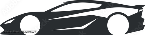 Sleek silhouette vector illustration of a modern sports car design for automotive branding and graphic projects