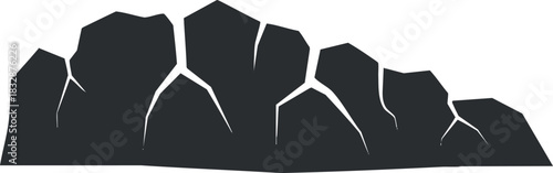 Stylized silhouette vector illustration of rocks and boulders for nature-themed design projects and outdoor branding.