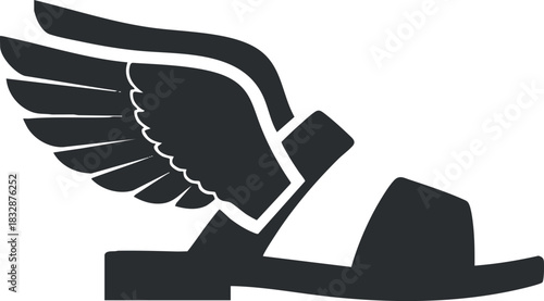 Stylized vector illustration of winged sandals, representing speed and freedom, perfect for mythology-themed design projects
