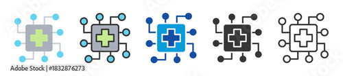 medical technology icon set multi style various collection