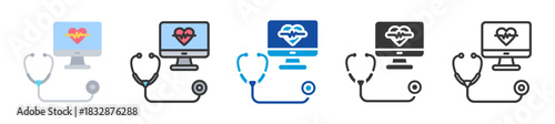 telemedicine icon set multi style various collection