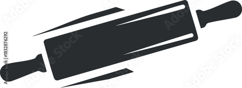 Stylized black silhouette vector illustration of a rolling pin, ideal for culinary and baking-themed designs