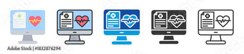 electronic health record icon set multi style various collection