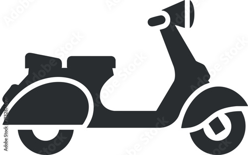 Stylish black and white vector illustration of a classic scooter, ideal for urban transportation and mobility designs