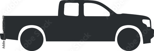 Simple black silhouette vector illustration of a pickup truck for automotive and transportation design projects
