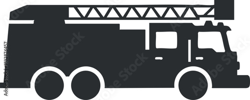 Silhouette vector illustration of a fire truck designed for emergency response and safety projects.